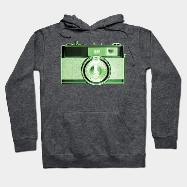 Green - Vintage 1960s Rangefinder Camera Hoodie by DecPhoto